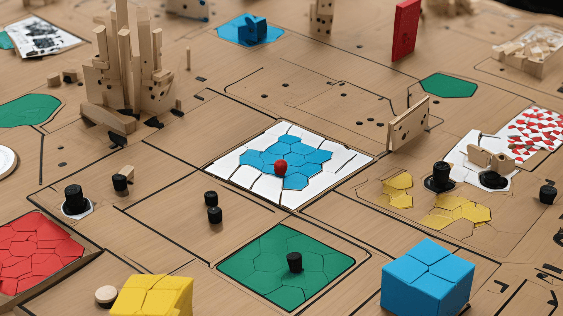 Image générée par IA d'un jeu de plateau réalisé dans un fablab